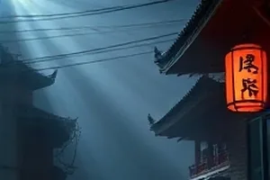 《旧唱片店》拆解稿封面，木质唱片架与黑胶唱片侧影